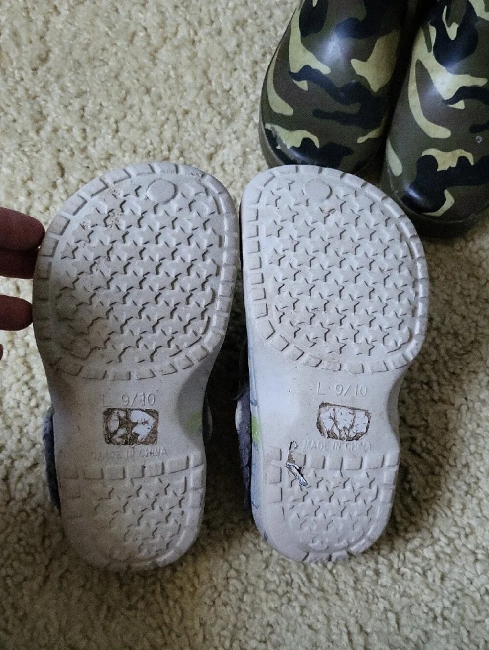 Kids Dinosaur Slip-On Clog - Green & Blue And Rain Boots Size 9/10